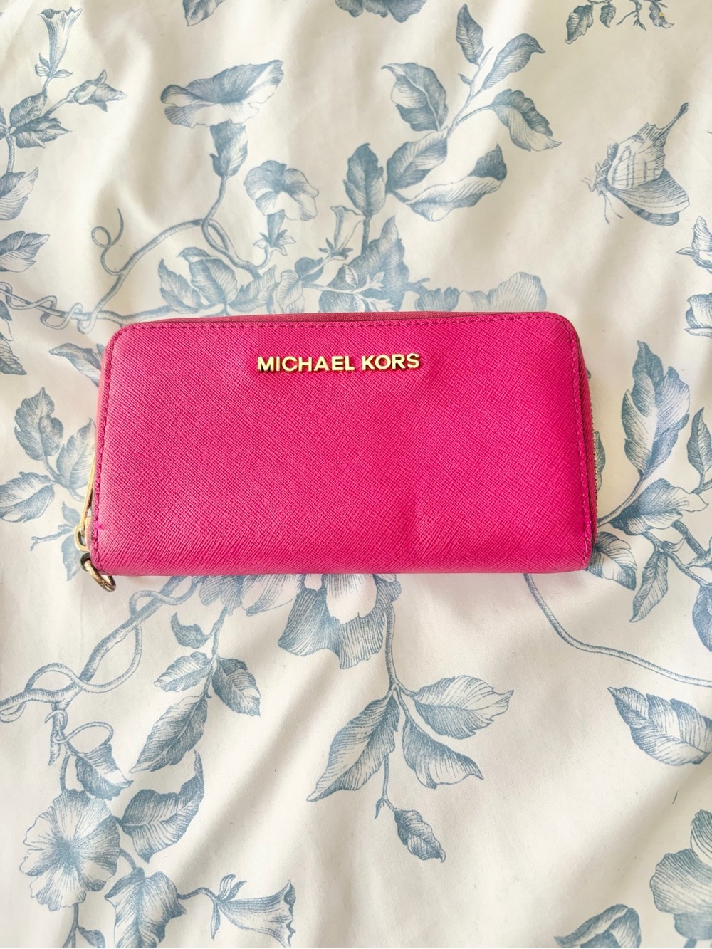 Michael Kors Pink Saffiano Zip-Around Wallet